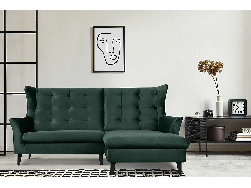 Canapé d'angle - droit - rembourré - sur pieds - vert foncé - SALIS