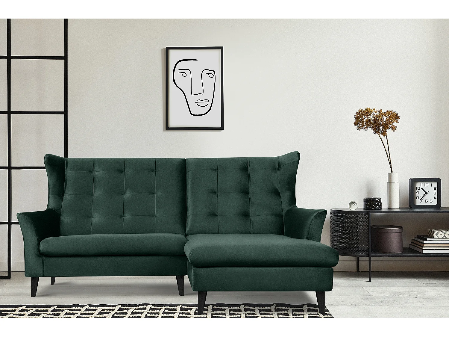 Ecksofa - rechts - gepolstert - auf Beinen - dunkelgrün - SALIS