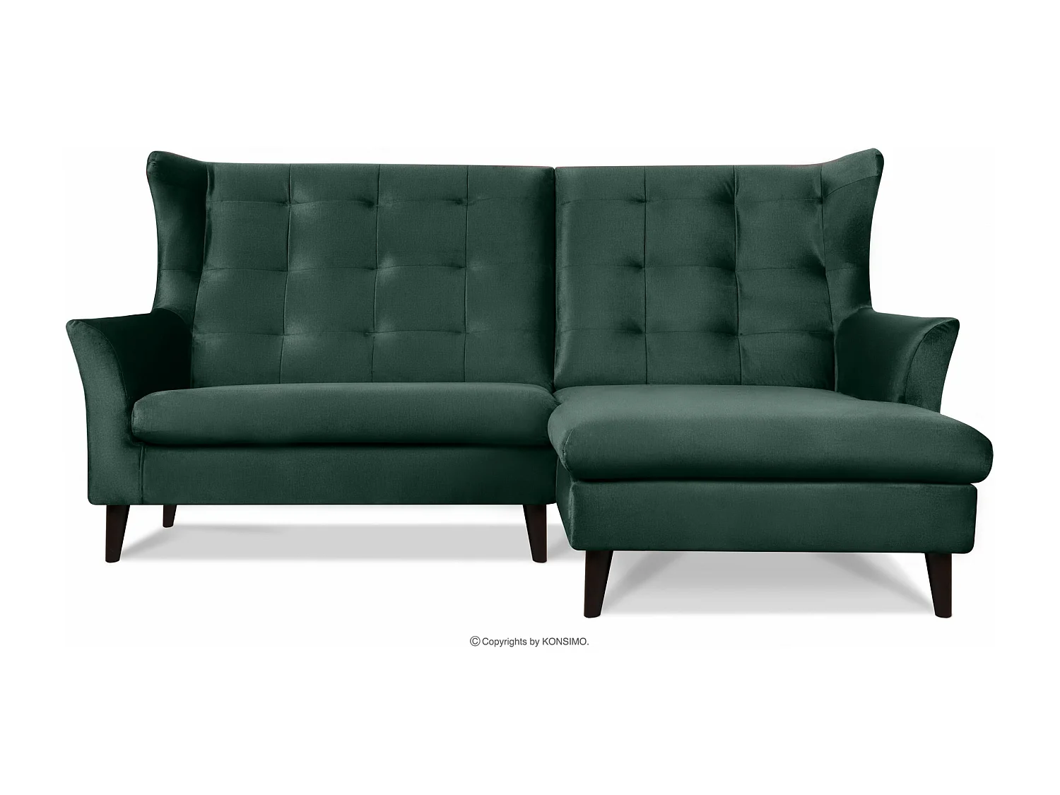 Ecksofa - rechts - gepolstert - auf Beinen - dunkelgrün - SALIS