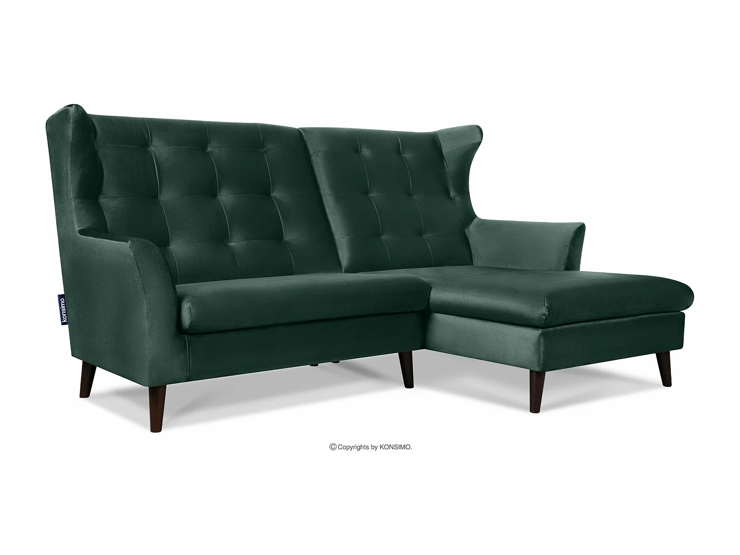 Ecksofa - rechts - gepolstert - auf Beinen - dunkelgrün - SALIS