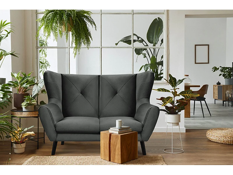 Elegantes zweisitziges Sofa für das Wohnzimmer - dunkelgrau - MIRO