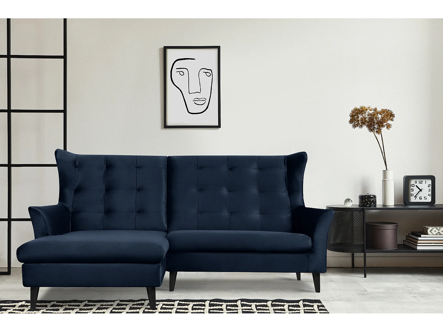 Gepolstertes Ecksofa  linksseitig auf Beinen - Marineblau - SALIS