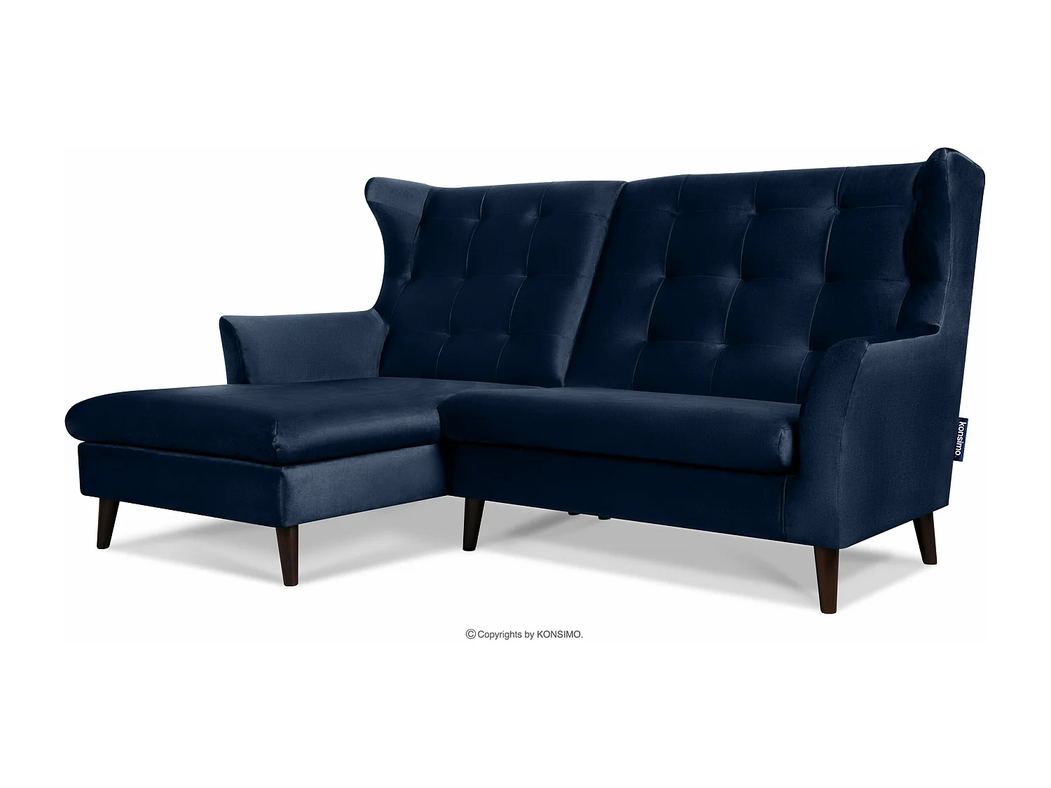 Gepolstertes Ecksofa  linksseitig auf Beinen - Marineblau - SALIS