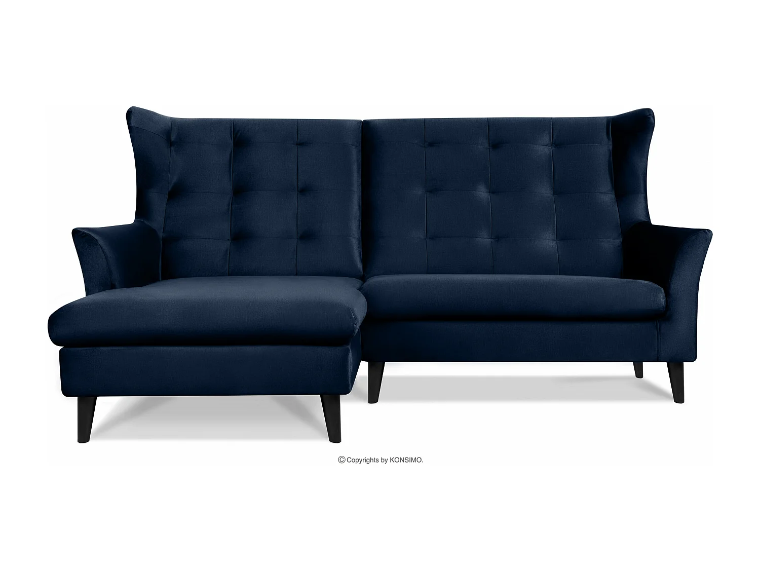 Gepolstertes Ecksofa  linksseitig auf Beinen - Marineblau - SALIS