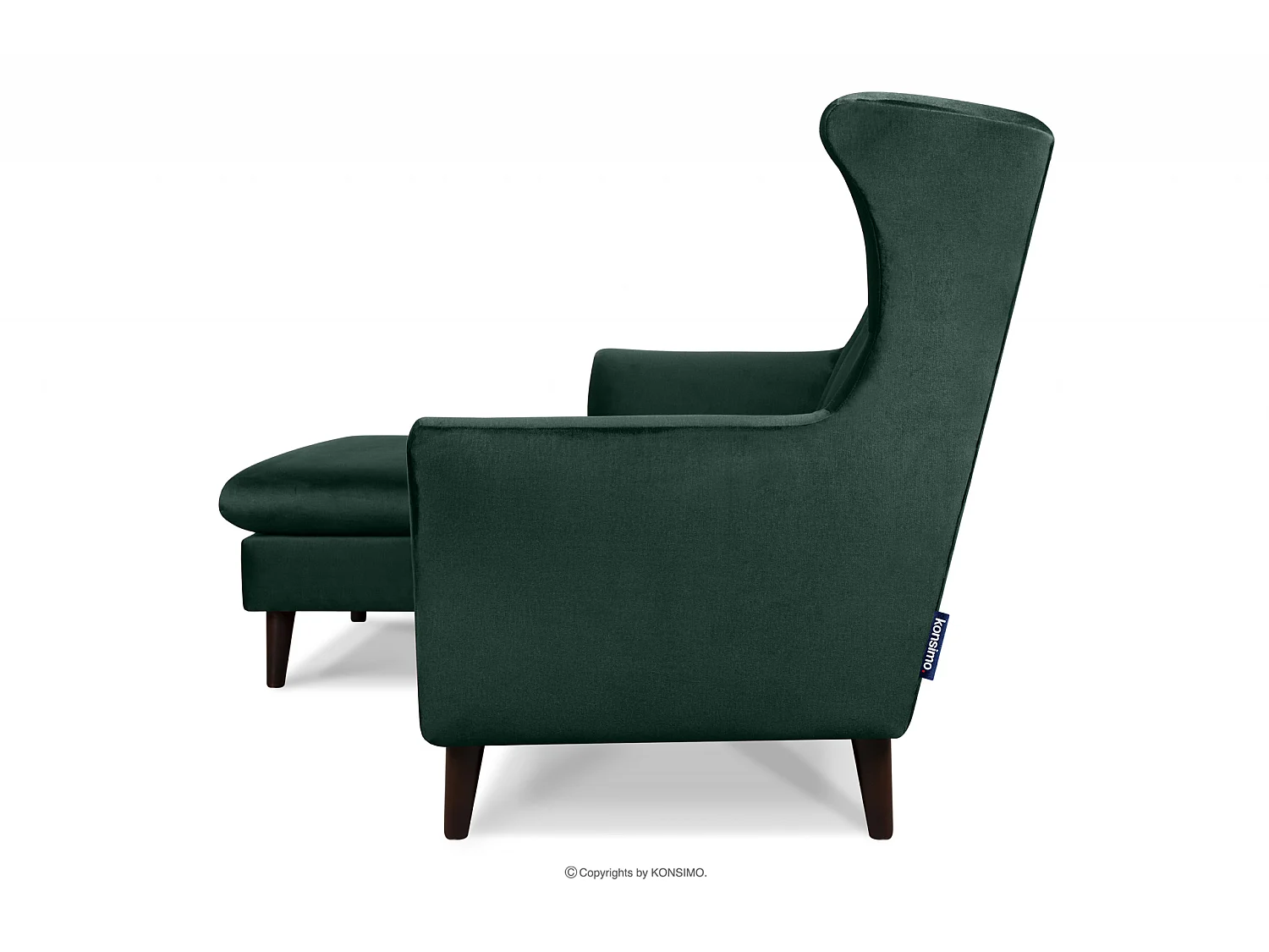 Ecksofa links gepolstert auf Beinen - dunkelgrün - SALIS