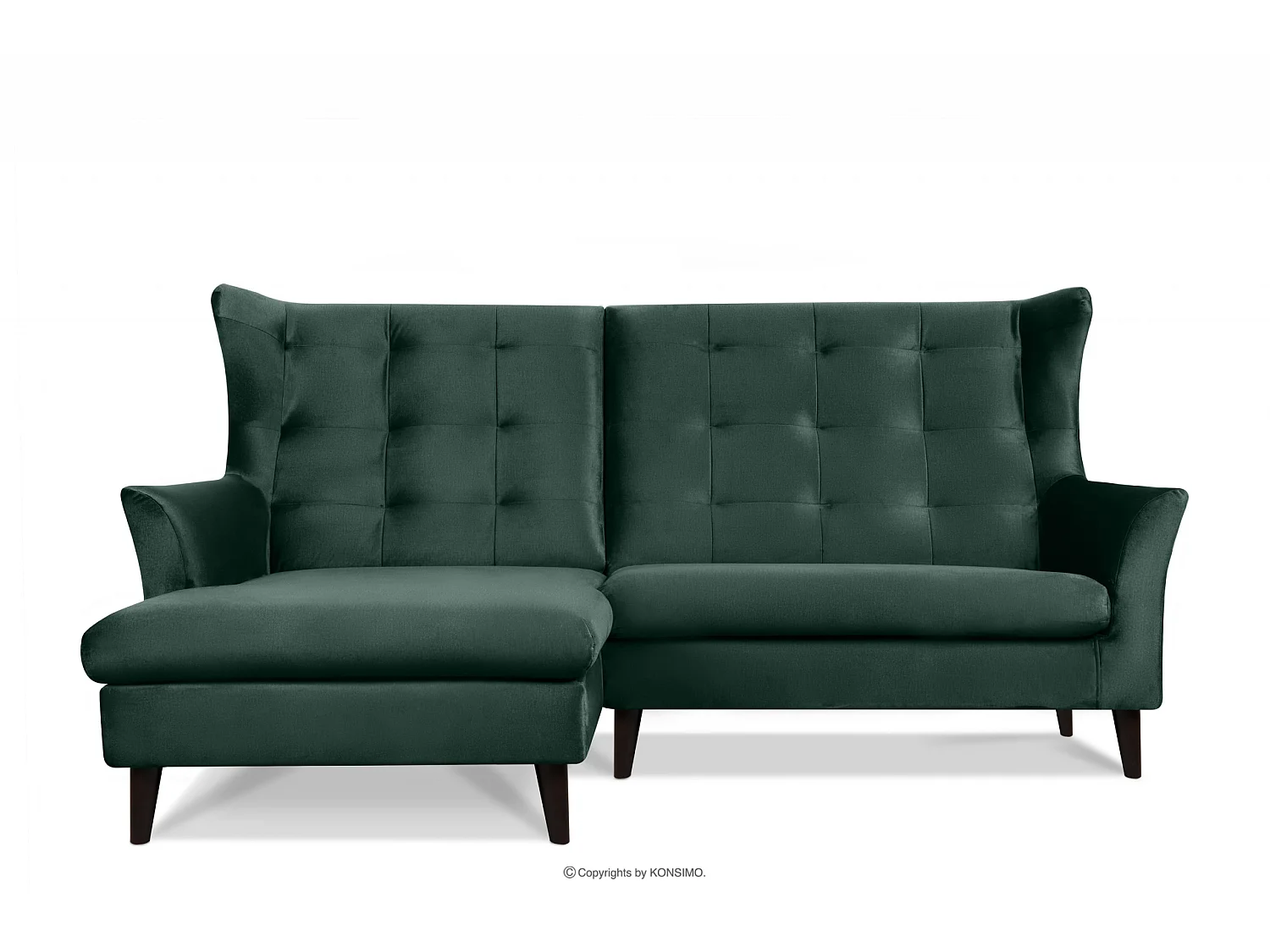 Ecksofa links gepolstert auf Beinen - dunkelgrün - SALIS