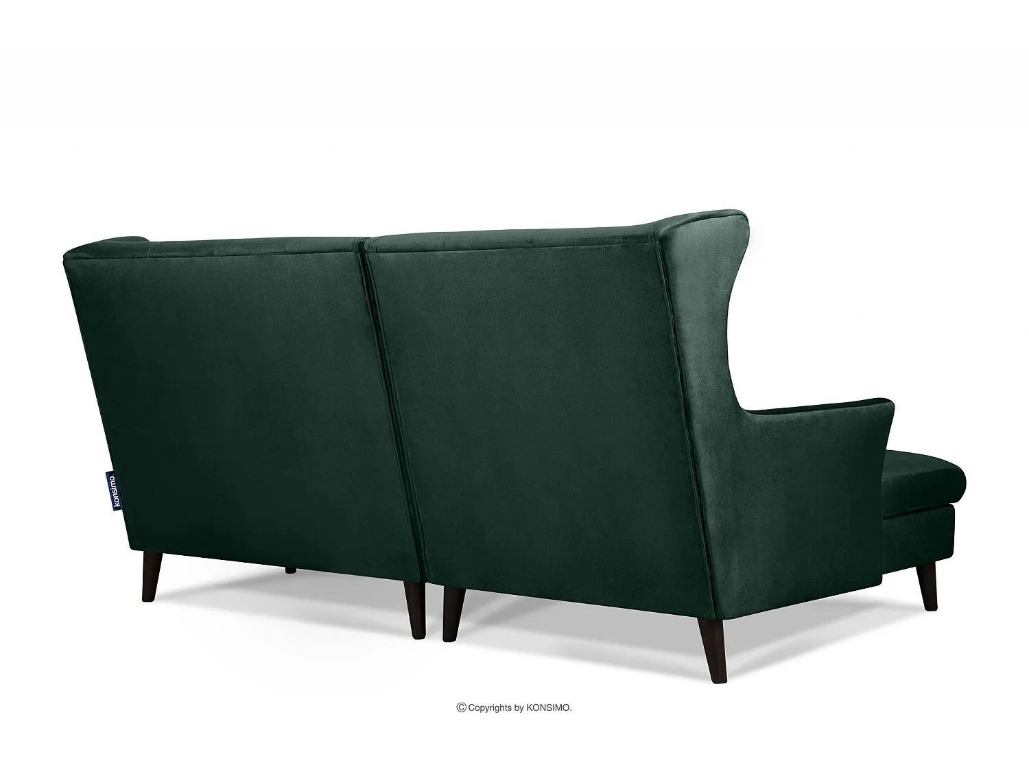 Ecksofa links gepolstert auf Beinen - dunkelgrün - SALIS