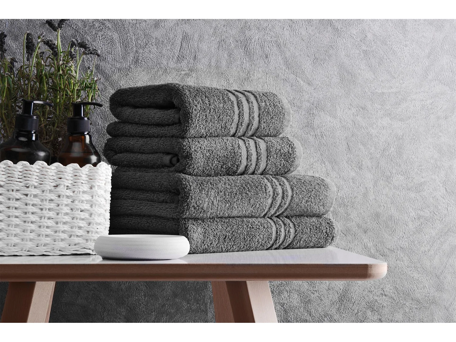 Handtuchset und Duschtuchset 4-tlg - Grau - MANTEL