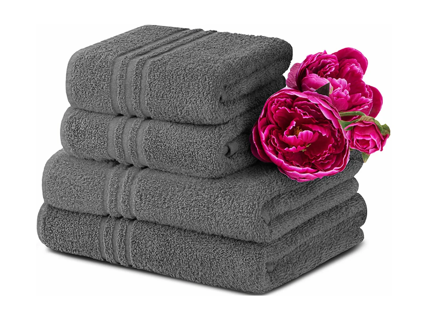 Handtuchset und Duschtuchset 4-tlg - Grau - MANTEL