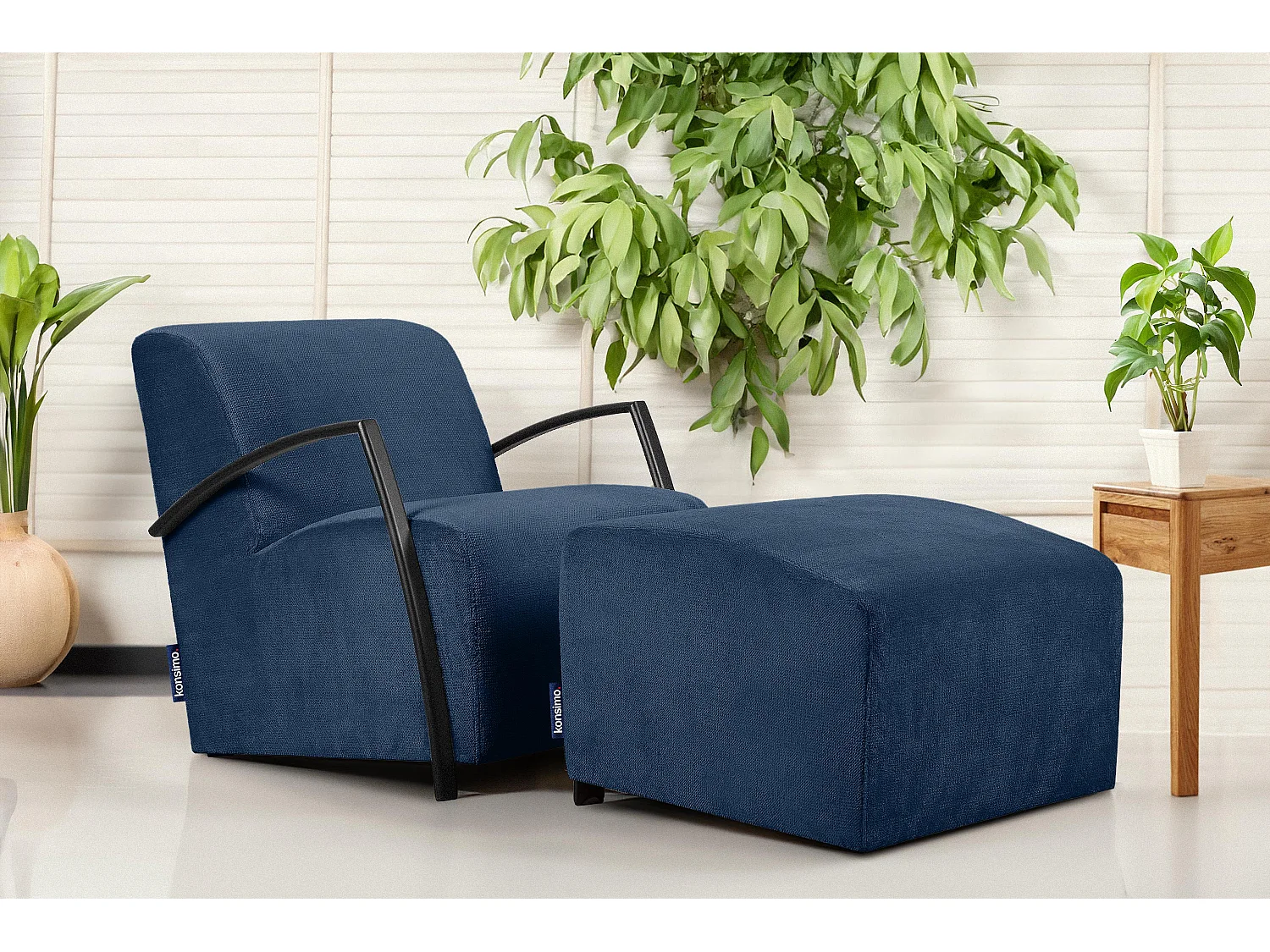 Sessel mit Armlehnen für das Wohnzimmer - Marineblau - CARO