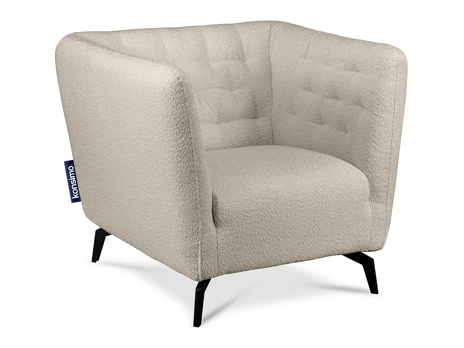 Eleganter Sessel auf Beinen aus Lammfellstoff - Creme - CORDI