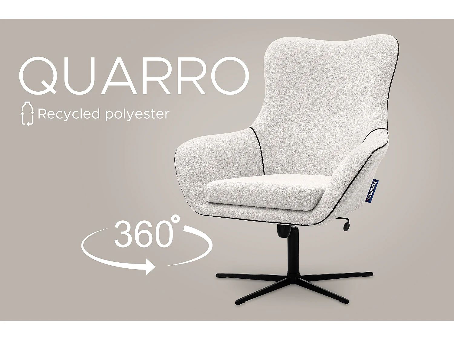 Drehstuhl für das Wohnzimmer - weiß - QUARRO