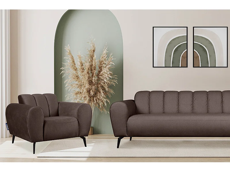 Moderne Sessel für das Wohnzimmer auf Beinen - braun - RUBERO