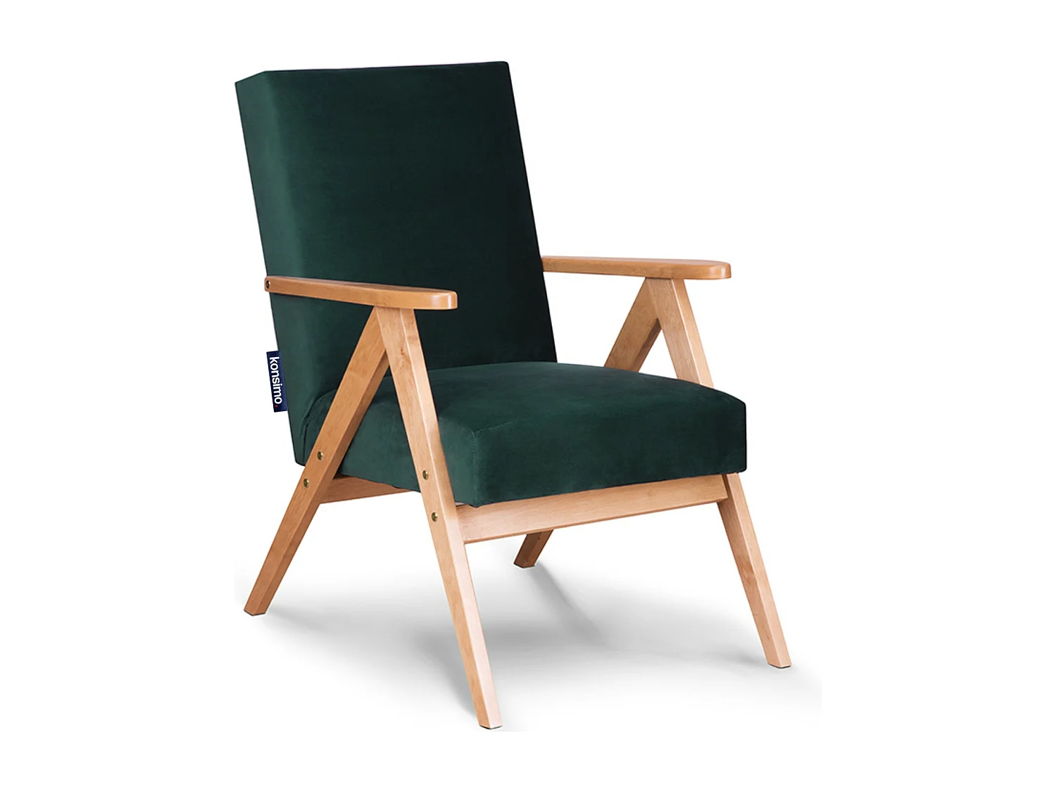 Vintage Sessel in Flaschengrünem Samt - Eiche grün/hell - NASET