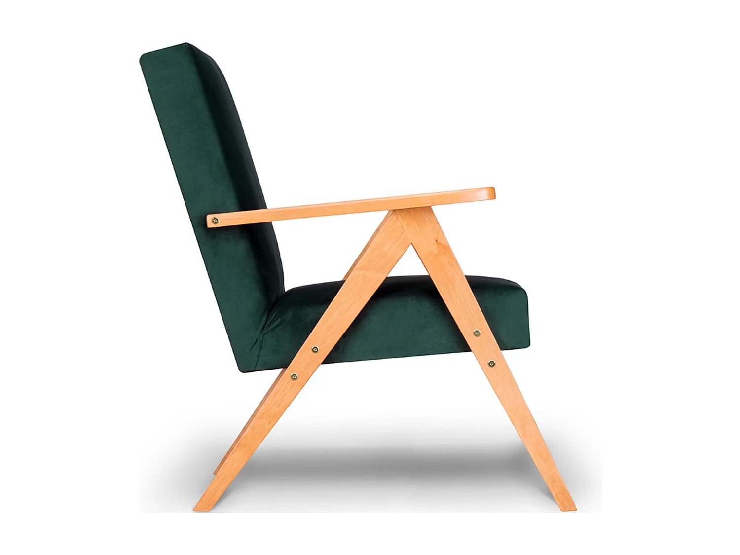 Vintage Sessel in Flaschengrünem Samt - Eiche grün/hell - NASET