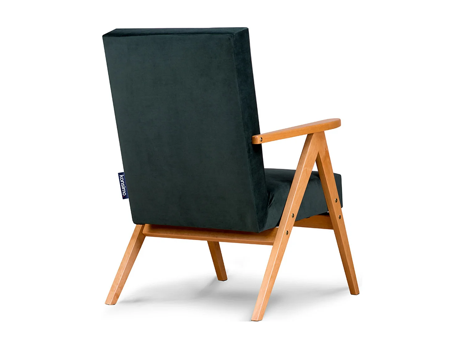 Vintage Sessel in Flaschengrünem Samt - Eiche grün/hell - NASET