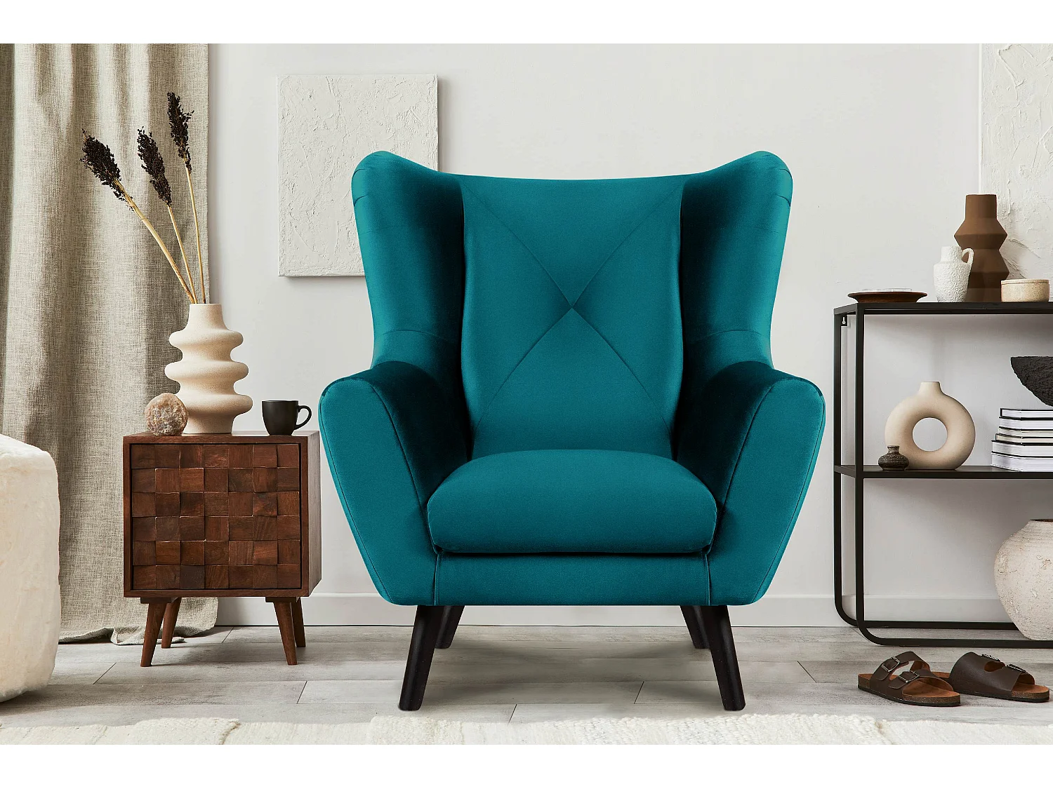 Ohrensessel für das Schlafzimmer - Samt - Marine - MIRO