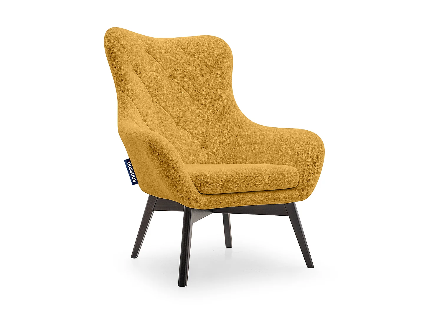 Eleganter Sessel mit Holzbeinen und Knopfheftung - gelb - RAMOS