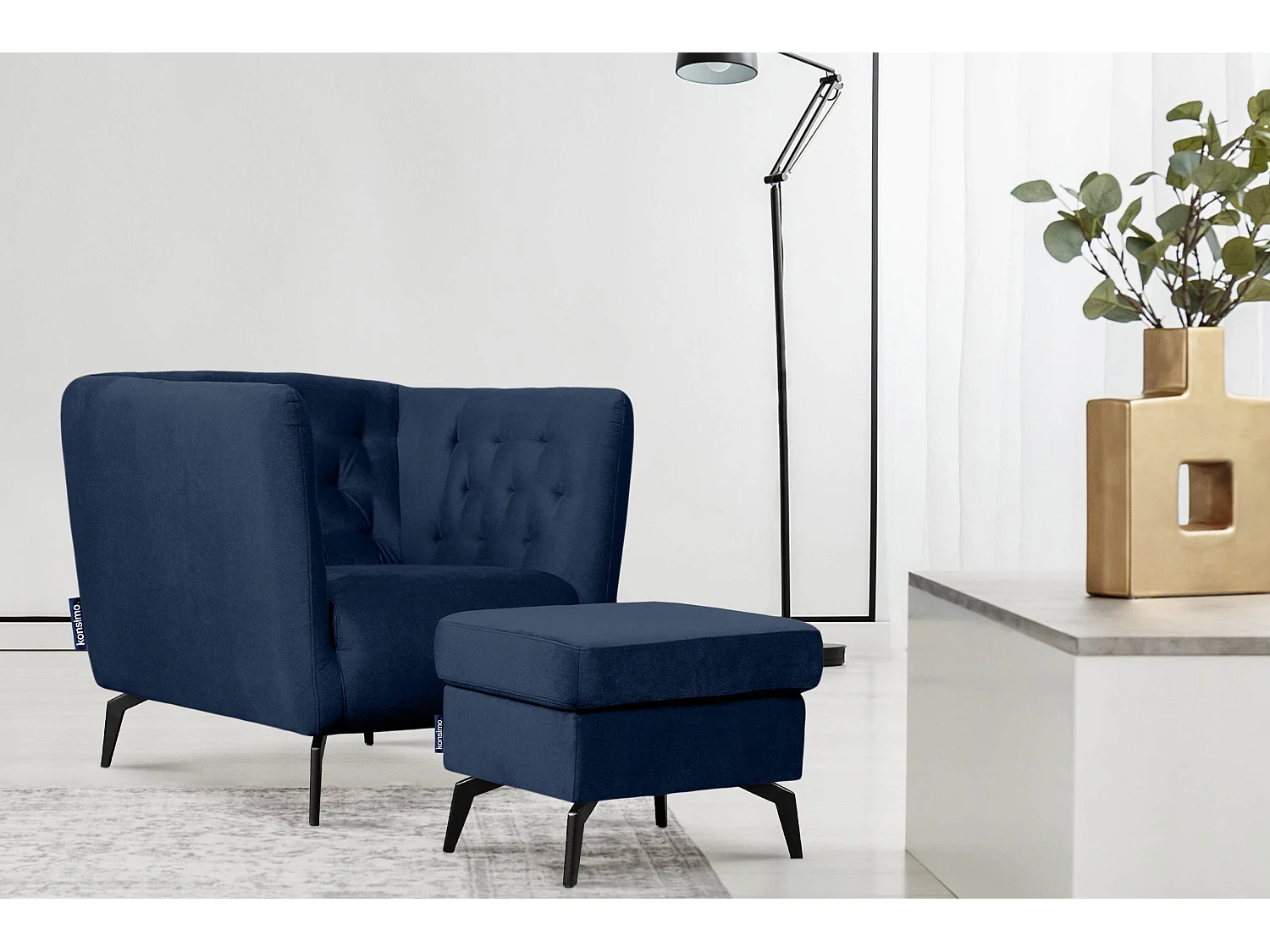 Eleganter Sessel auf Beinen - Marineblau - CORDI