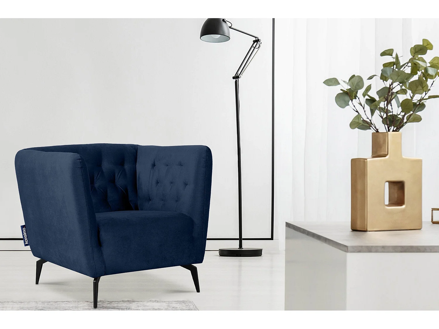 Eleganter Sessel auf Beinen - Marineblau - CORDI