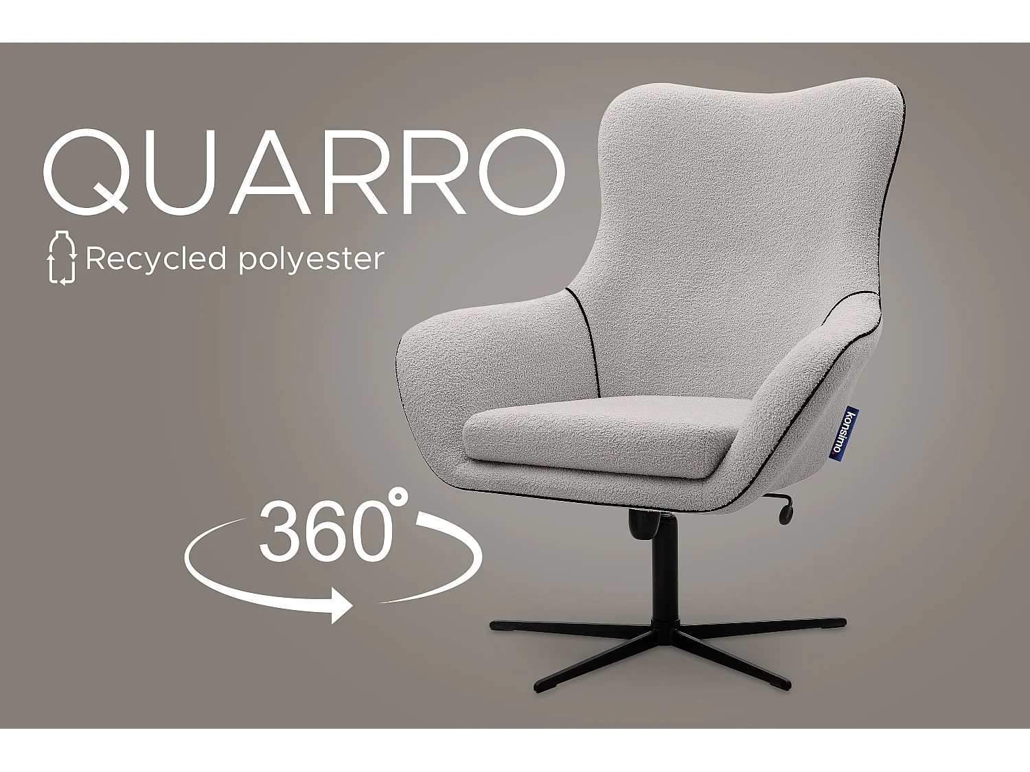 Heller grauer Drehsessel für das Loft-Wohnzimmer - hellgrau - QUARRO