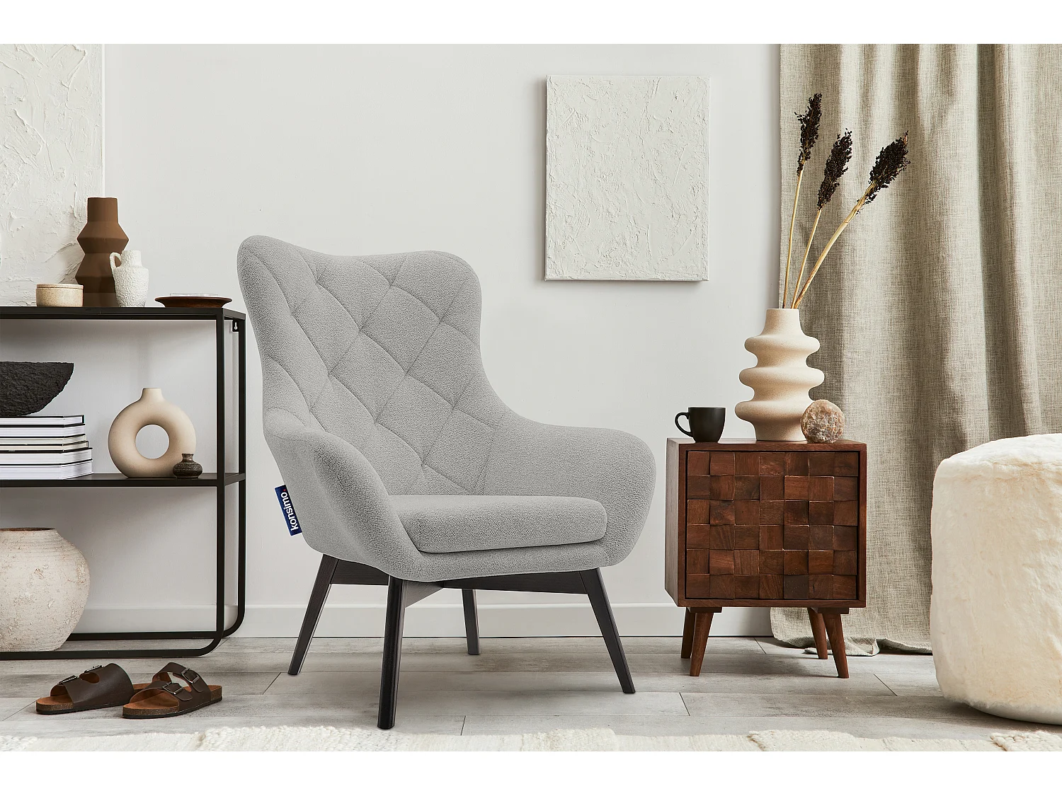 Eleganter Sessel - mit Steppung - hellgrau - RAMOS