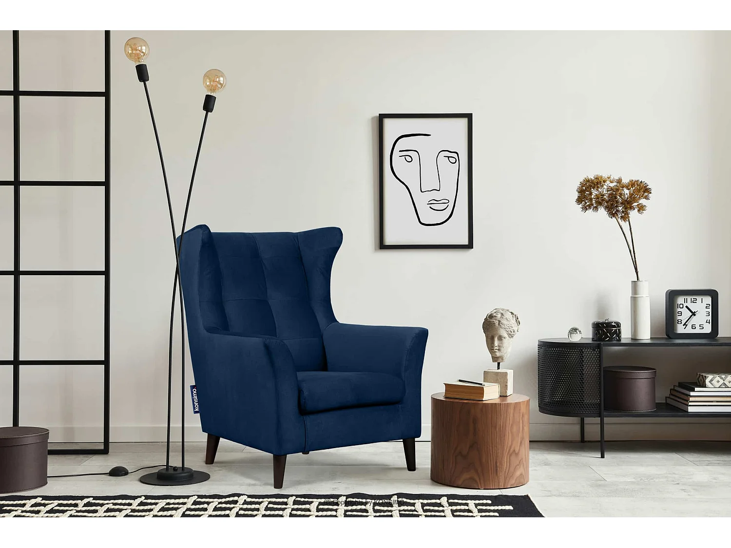 Bequemer  Ohrensessel auf Beinen - Marineblau - SALIS