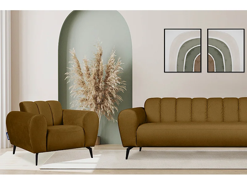 Moderner Sessel für das Wohnzimmer auf Beinen - Senf - RUBERO