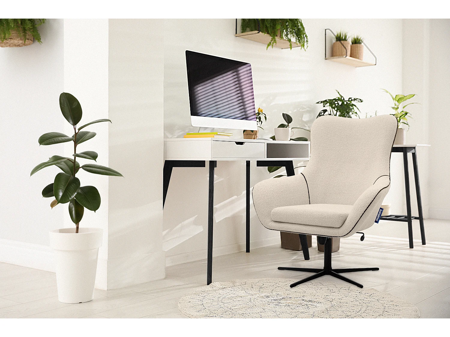 Drehbarer Sessel für das Wohnzimmer - Creme - QUARRO