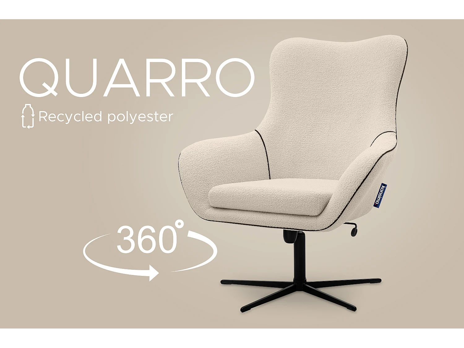 Drehbarer Sessel für das Wohnzimmer - Creme - QUARRO