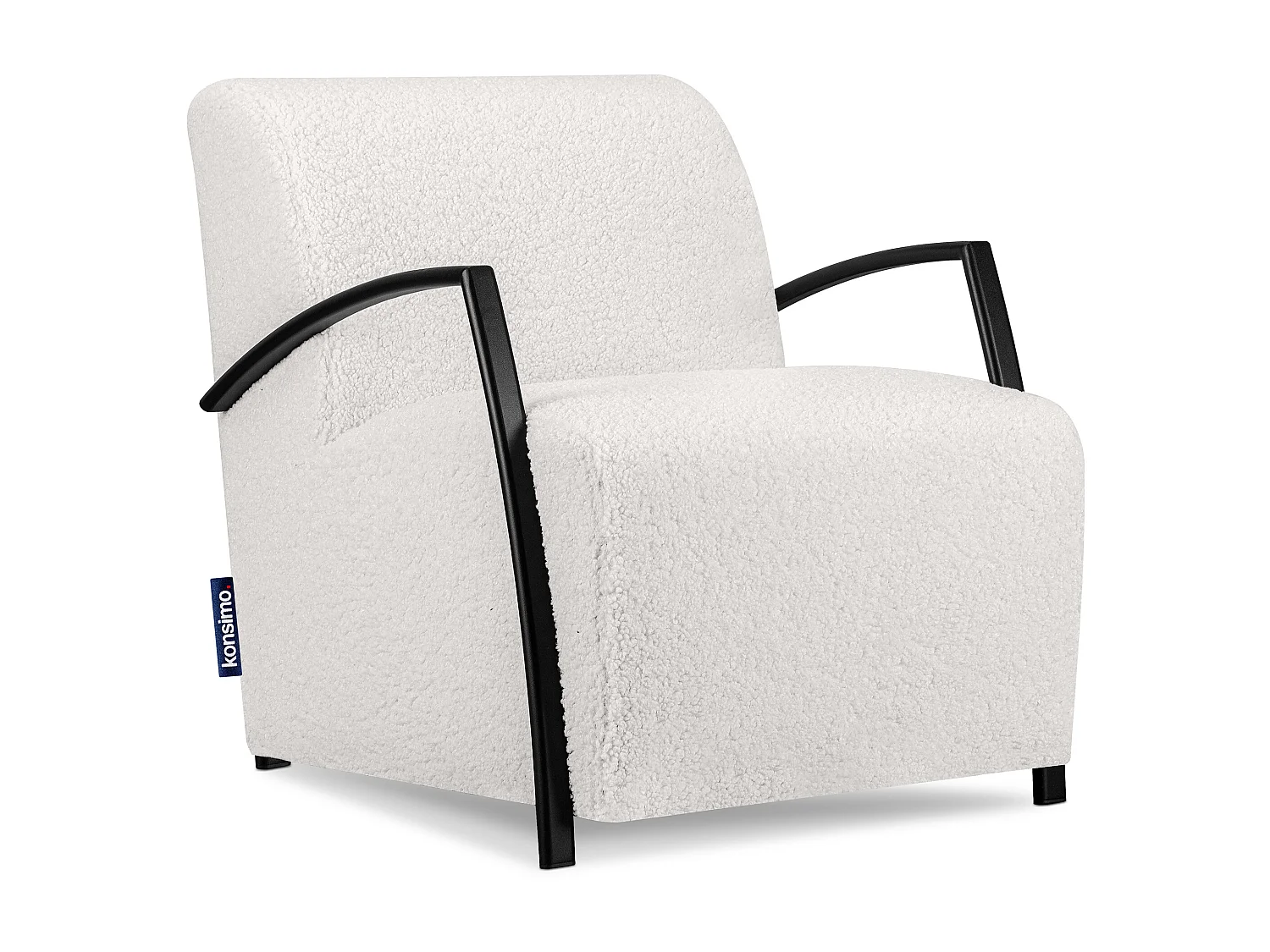 Sessel in Lammfellstoff mit Armlehnen - weiß - CARO