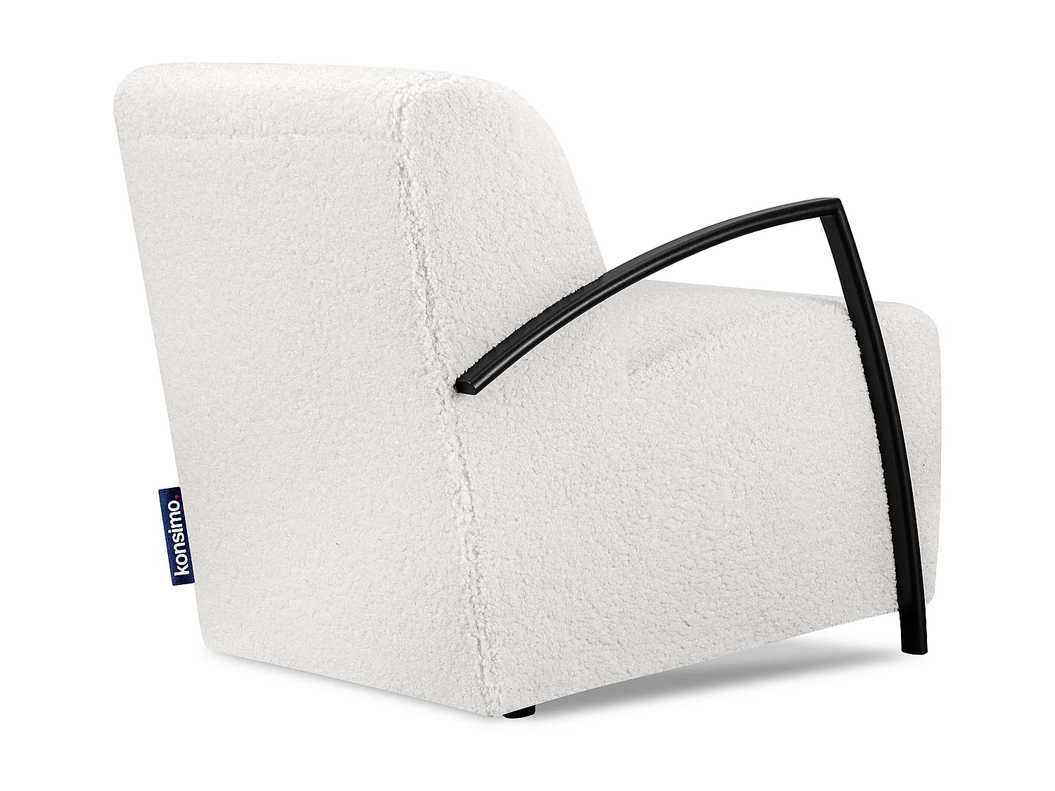 Sessel in Lammfellstoff mit Armlehnen - weiß - CARO