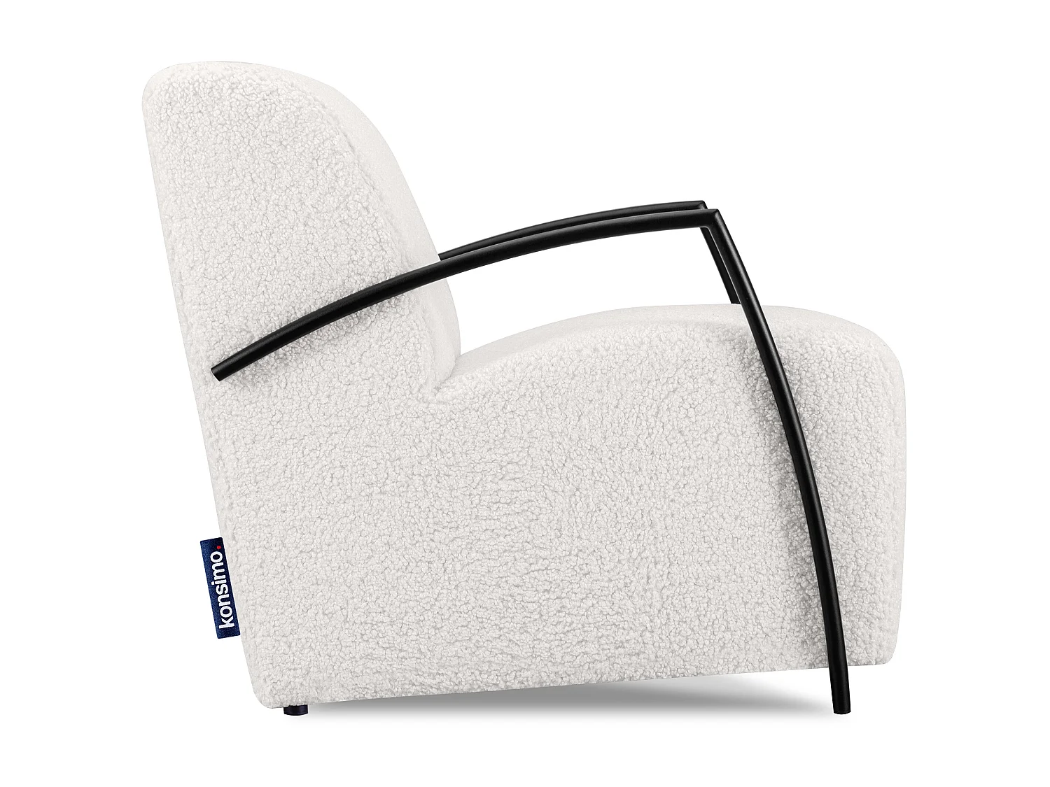 Sessel in Lammfellstoff mit Armlehnen - weiß - CARO