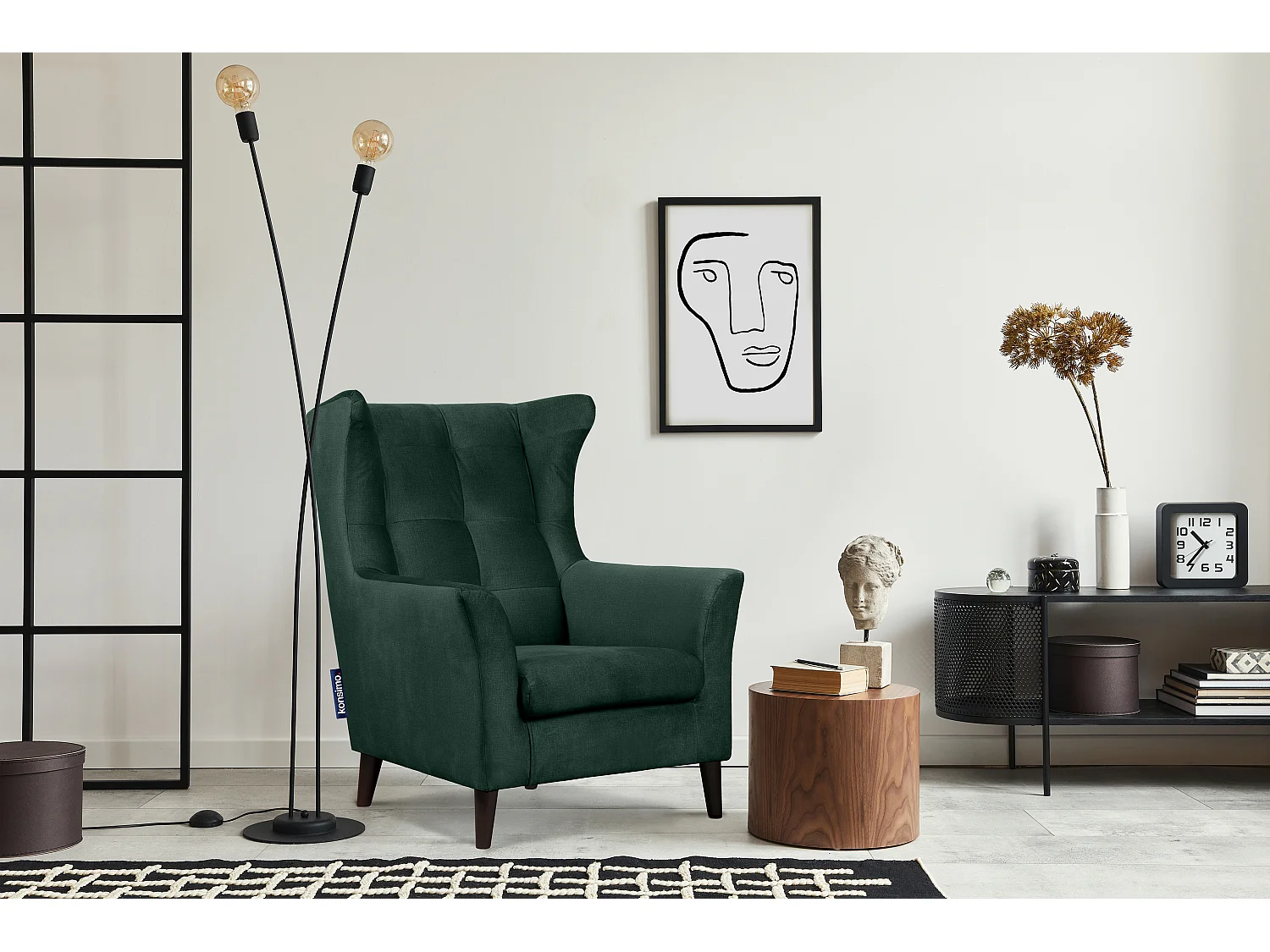 Bequemer Ohrensessel in auf Beinen - dunkelgrün - SALIS