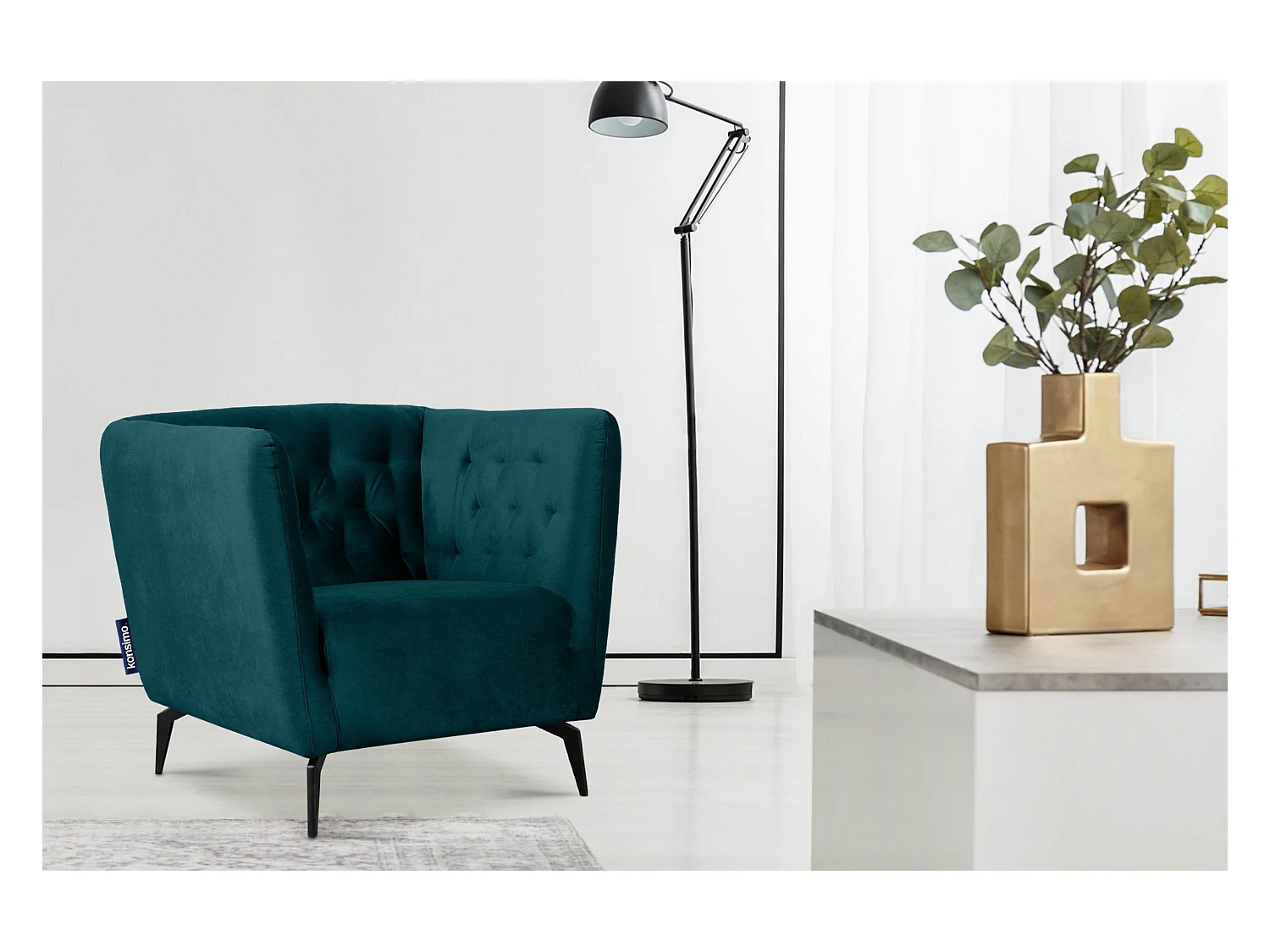 Eleganter gepolsterter Sessel - Marine - CORDI