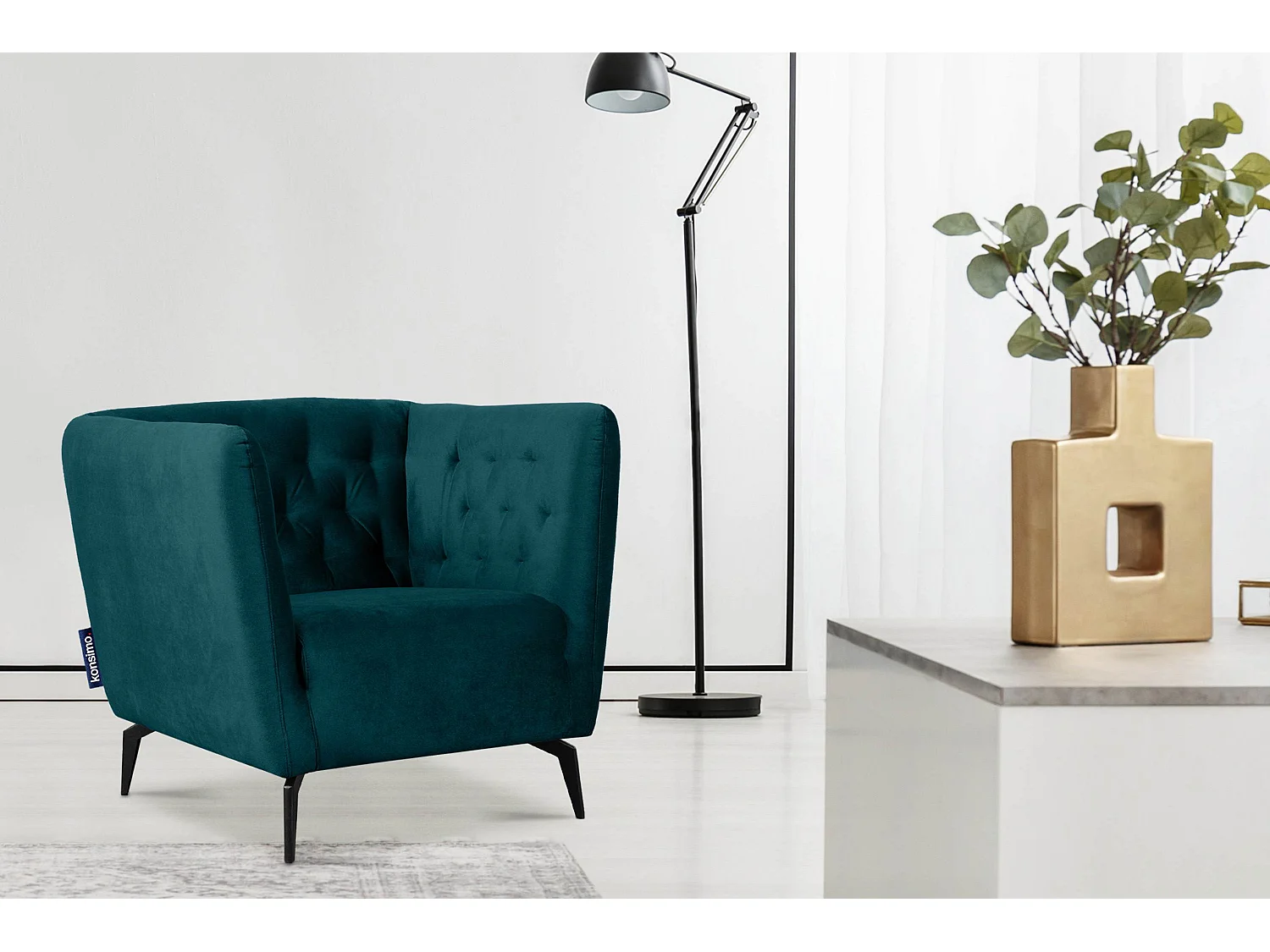 Eleganter gepolsterter Sessel - Marine - CORDI