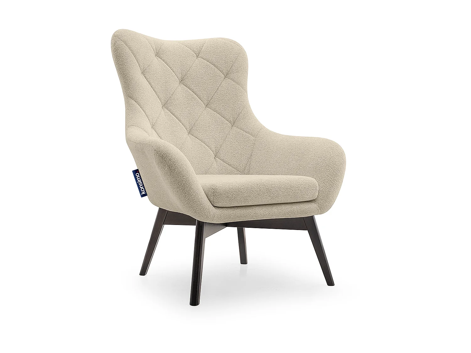 Eleganter Sessel mit gepolsterter Rückenlehne auf Holzbeinen - beige - RAMOS