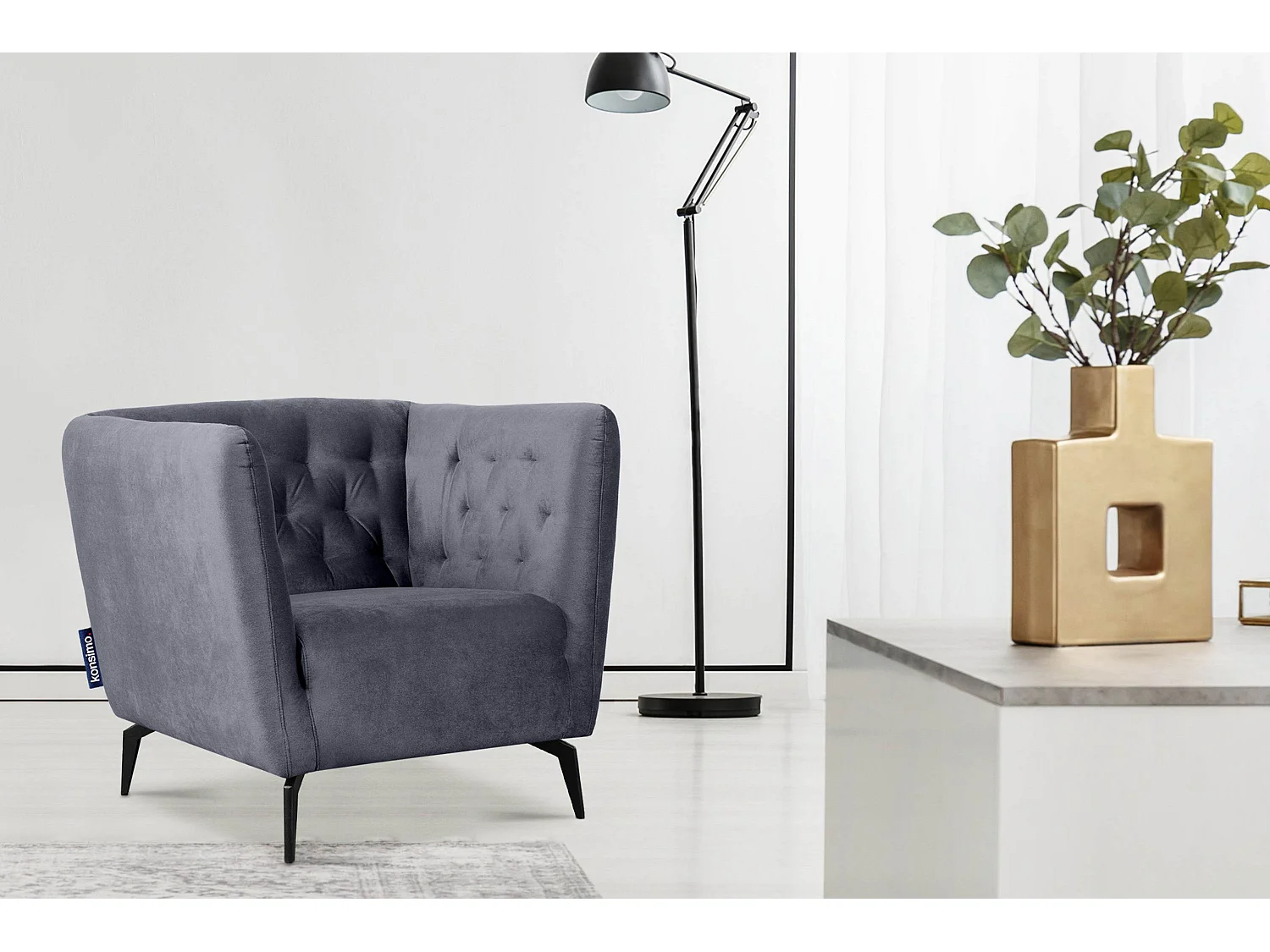 Eleganter gepolsterter Sessel - grau - CORDI