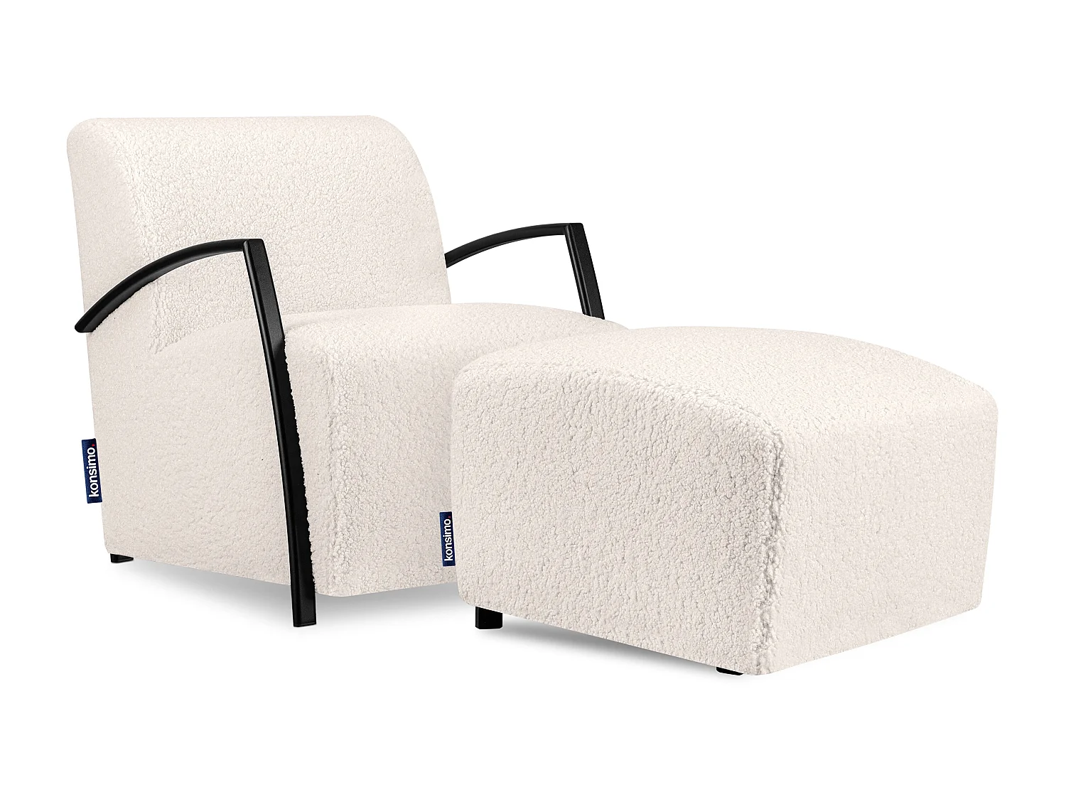 Sessel aus Lammfellstoff mit Armlehnen - ecru - CARO