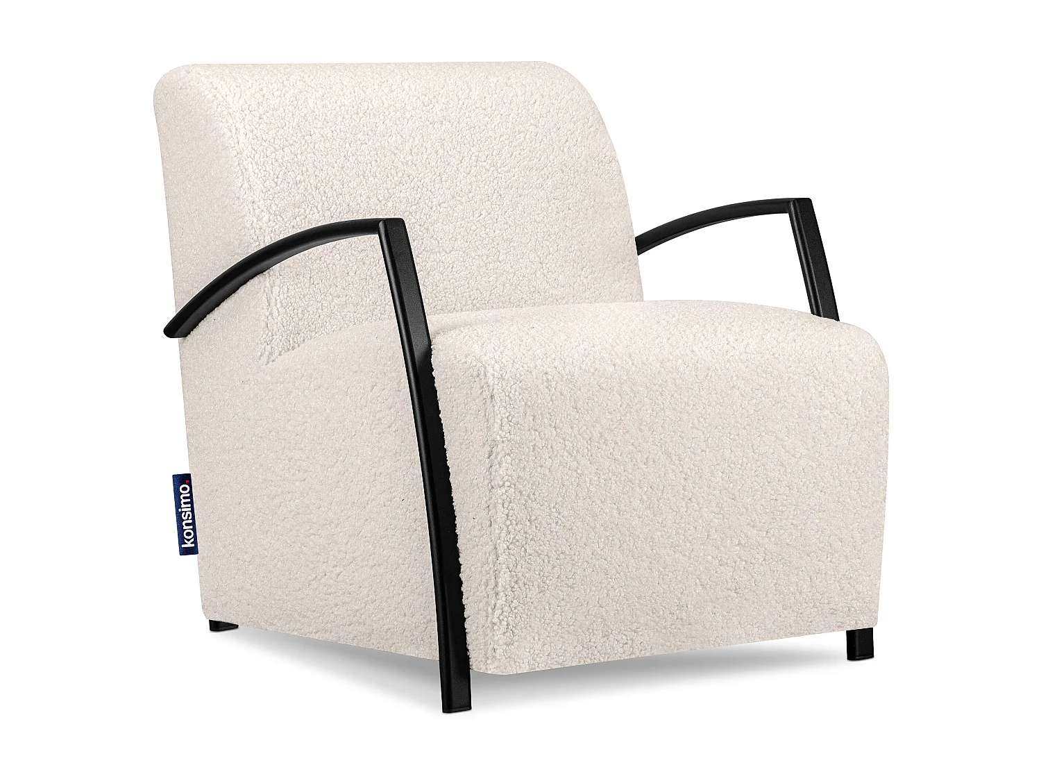 Sessel aus Lammfellstoff mit Armlehnen - ecru - CARO