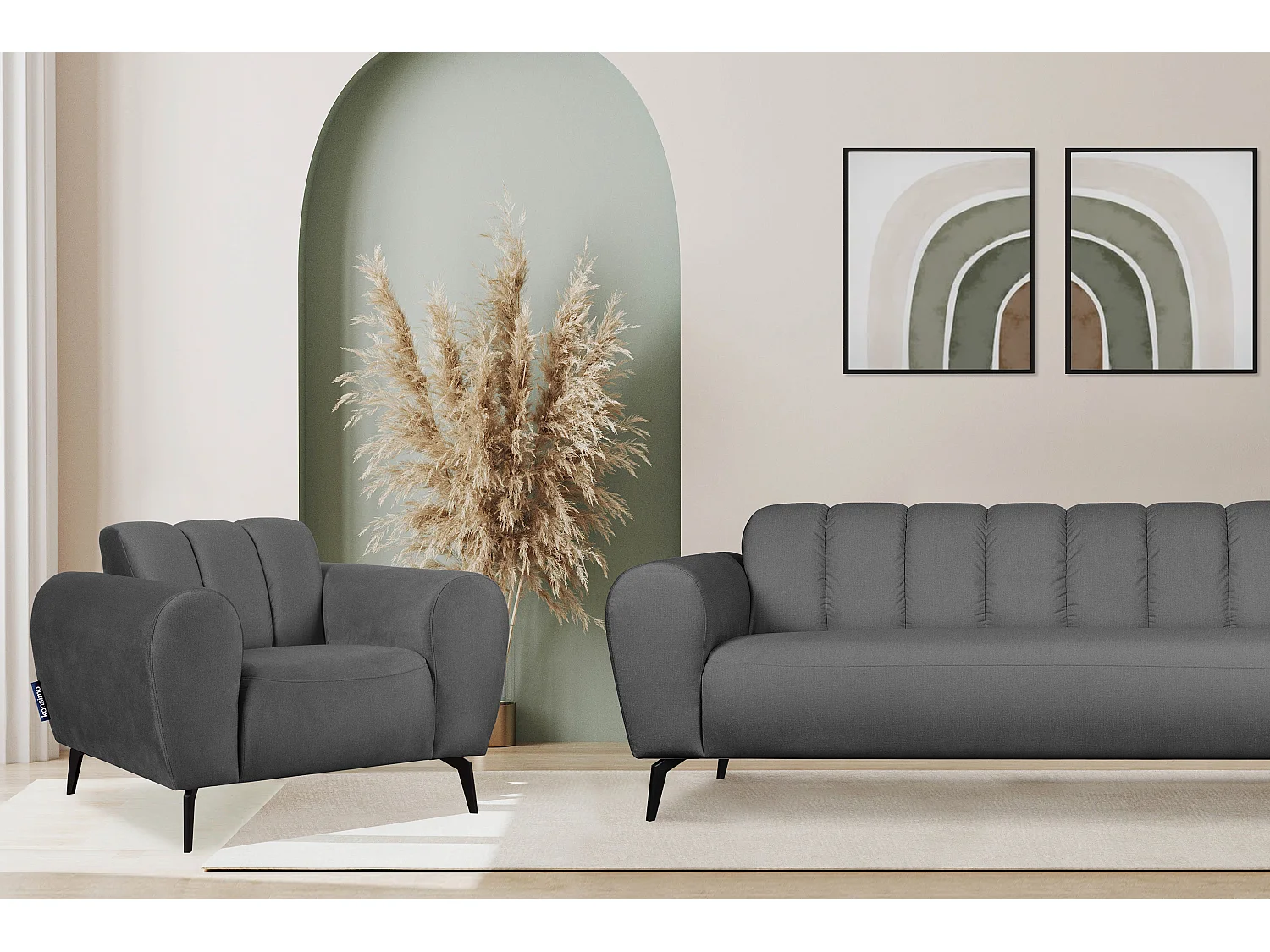 Modernistischer Sessel auf Beinen - hellgrau - RUBERO