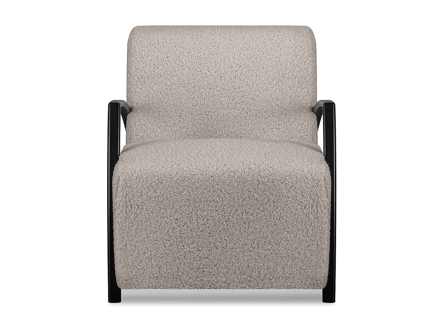 Sessel mit Armlehnen aus Lammstoff in - hellbraun - CARO