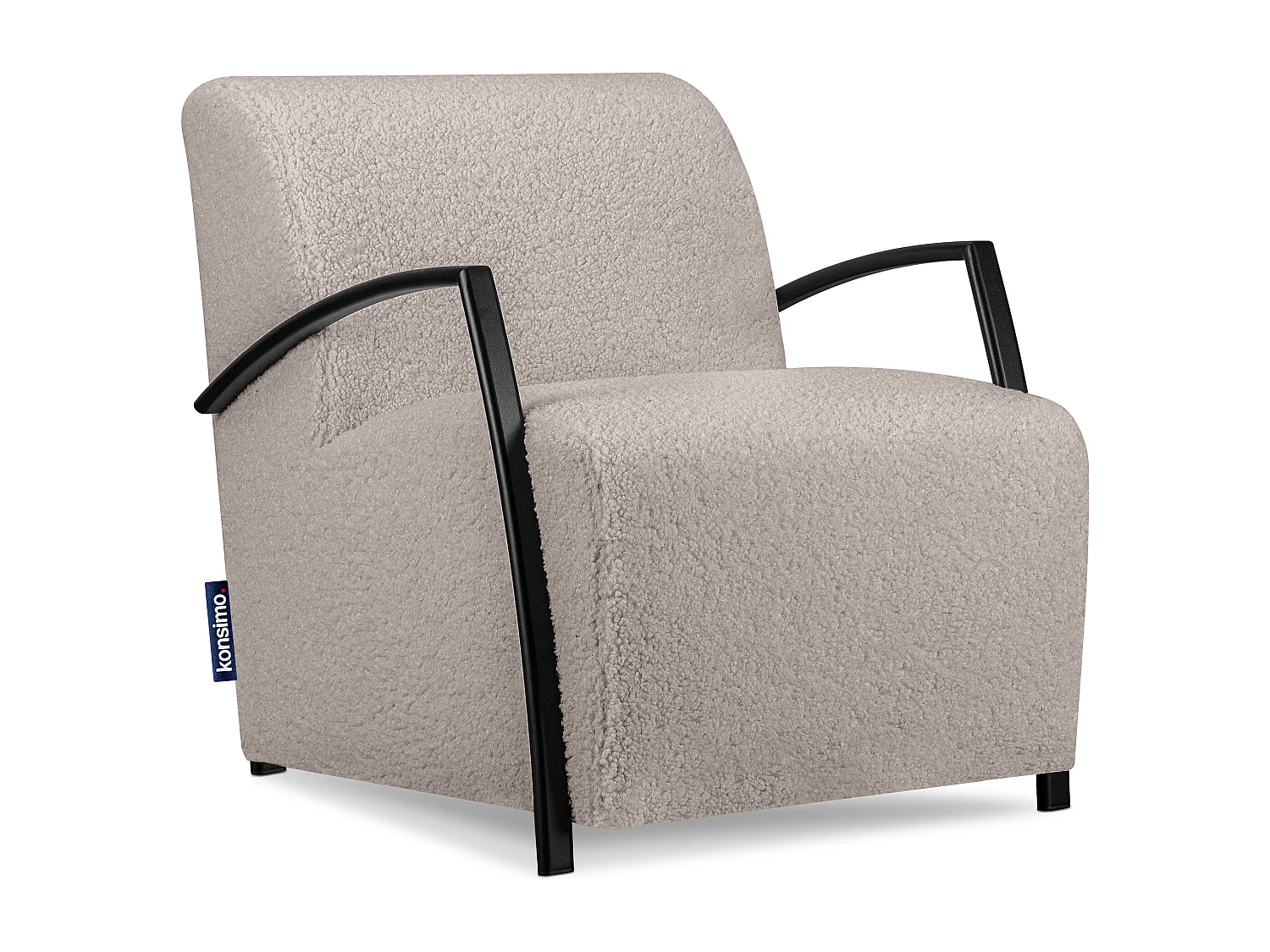 Sessel mit Armlehnen aus Lammstoff in - hellbraun - CARO