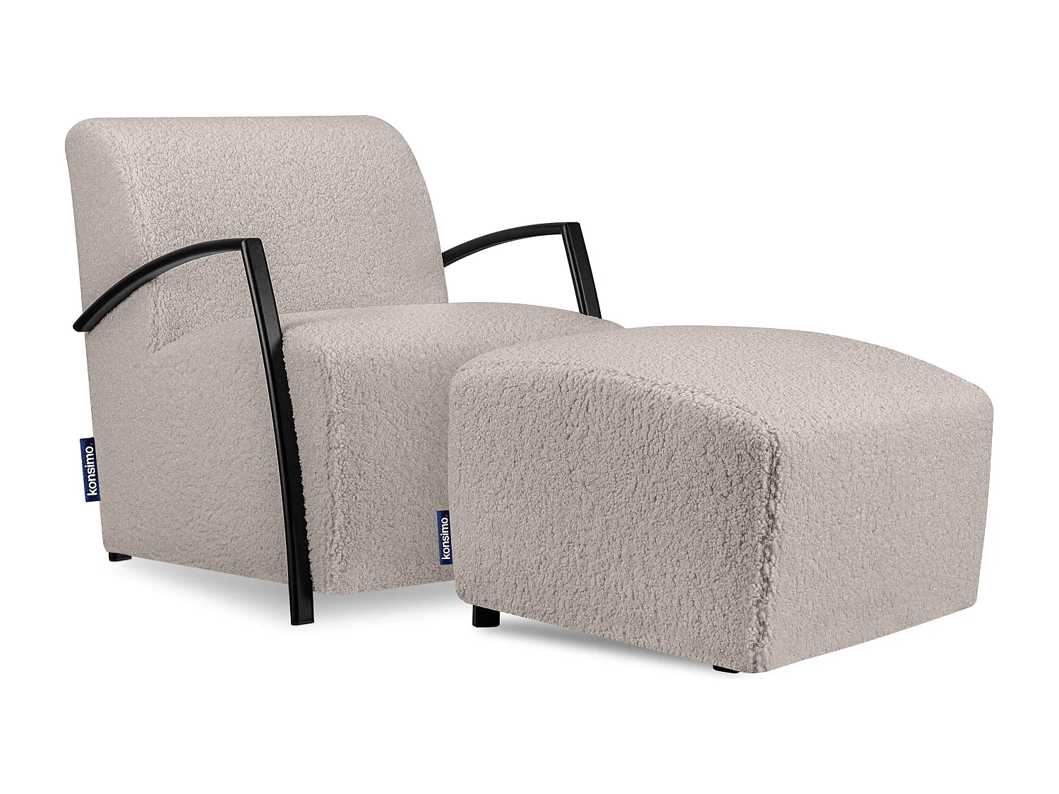 Sessel mit Armlehnen aus Lammstoff in - hellbraun - CARO