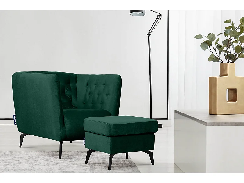 Gepolsterter Sessel auf Beinen - dunkelgrün - CORDI
