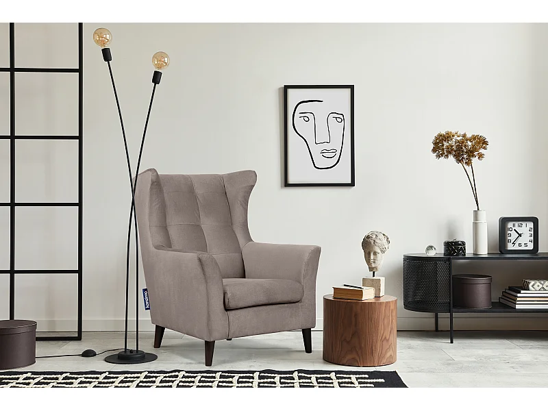 Eleganter Ohrensessel auf Beinen - beige - SALIS