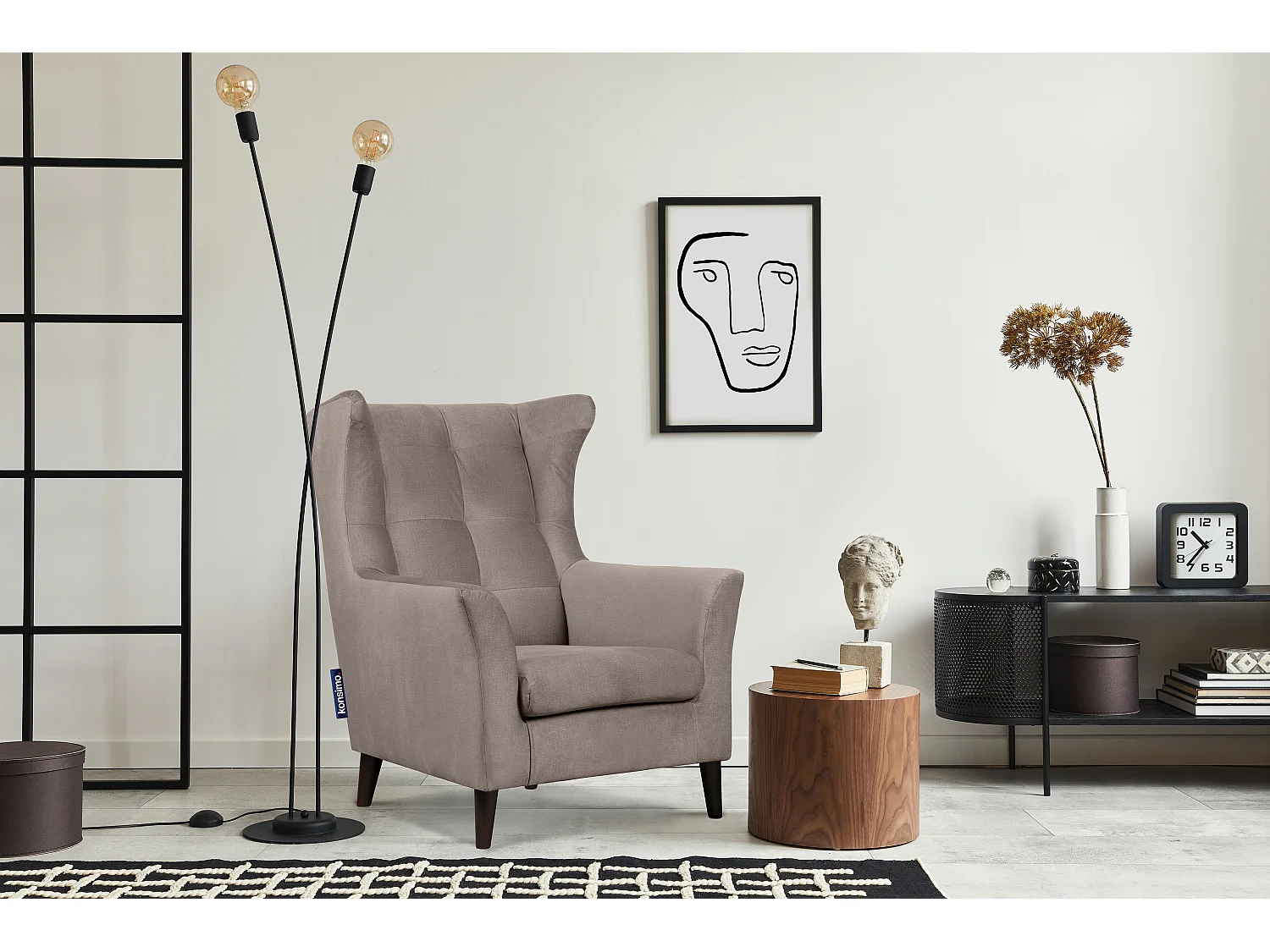 Eleganter Ohrensessel auf Beinen - beige - SALIS