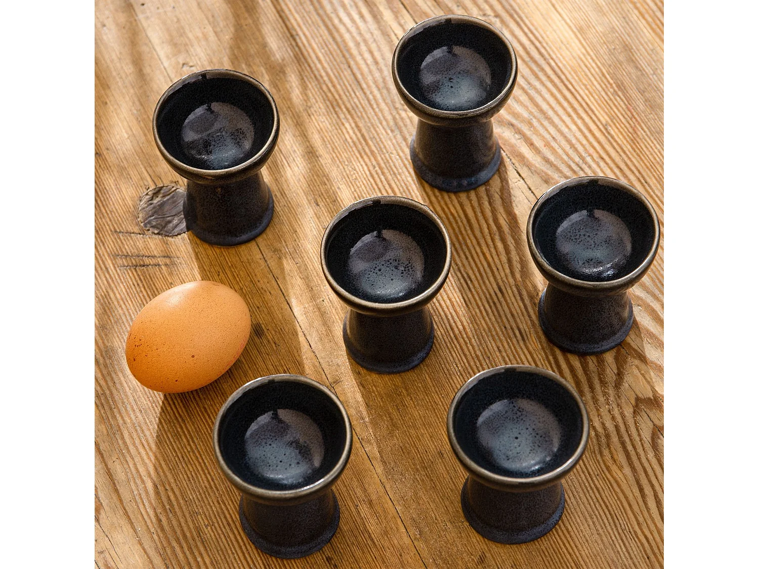 Eierbecher (6er-Set) - schwarz / graphit / marineblau - TIME BLACK