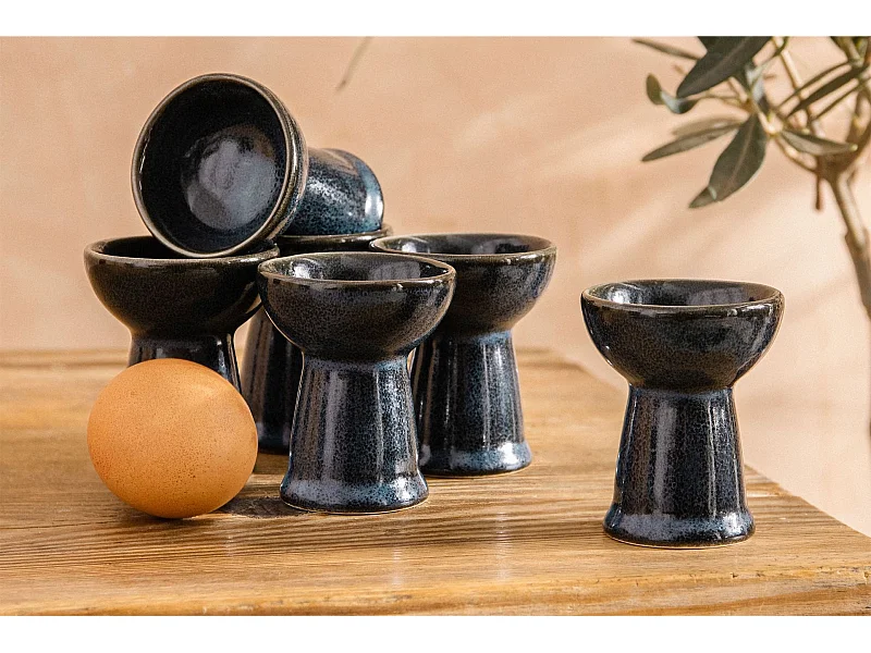 Eierbecher (6er-Set) - schwarz / graphit / marineblau - TIME BLACK