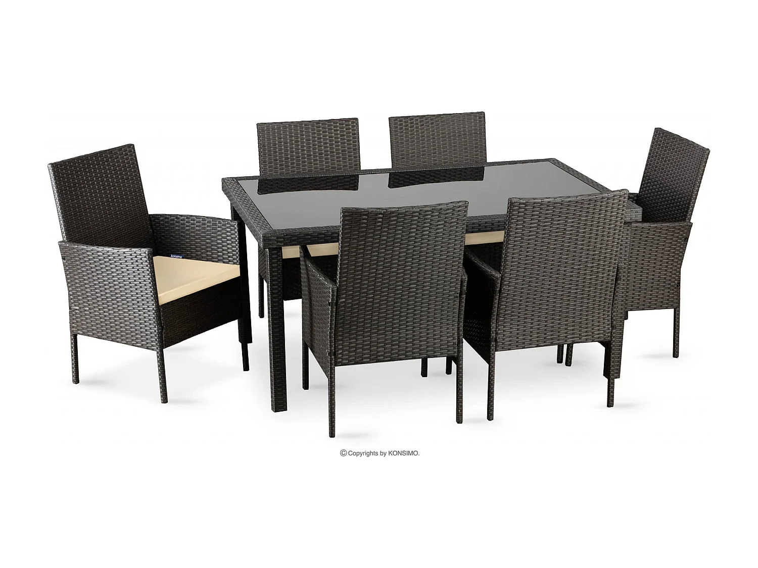 Gartenmöbel-Set  (7er-Set) - braun / beige - SCILLOS